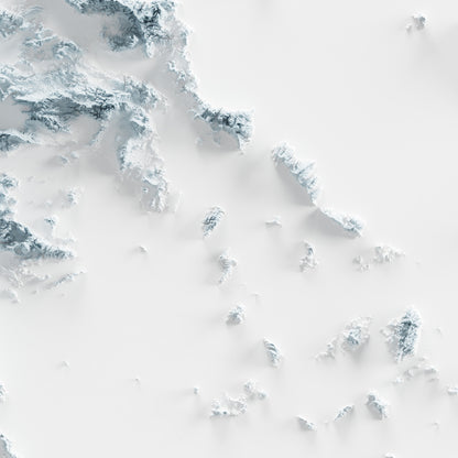 Greece Map Print – Minimalist Elevation Design (White Style)