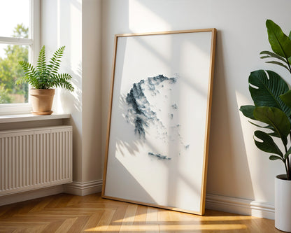 Greece Map Print – Minimalist Elevation Design (White Style)