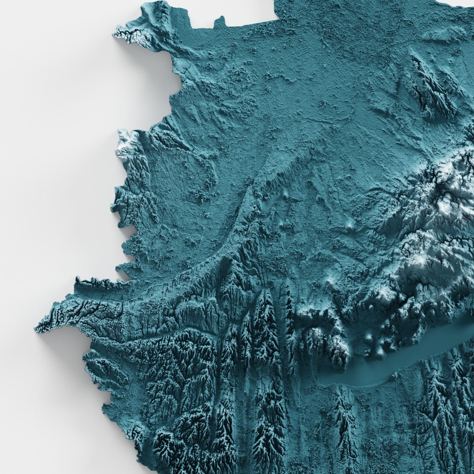 Hungary Map Print – Minimalist Elevation Design (Blue Style)
