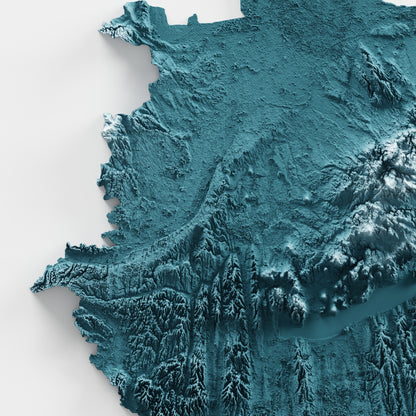 Hungary Map Print – Minimalist Elevation Design (Blue Style)