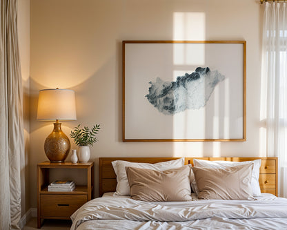 Hungary Map Print – Minimalist Elevation Design (White Style)