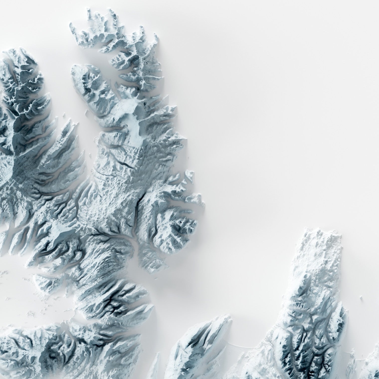 Close-up of minimalist topographic map poster of the country of Iceland