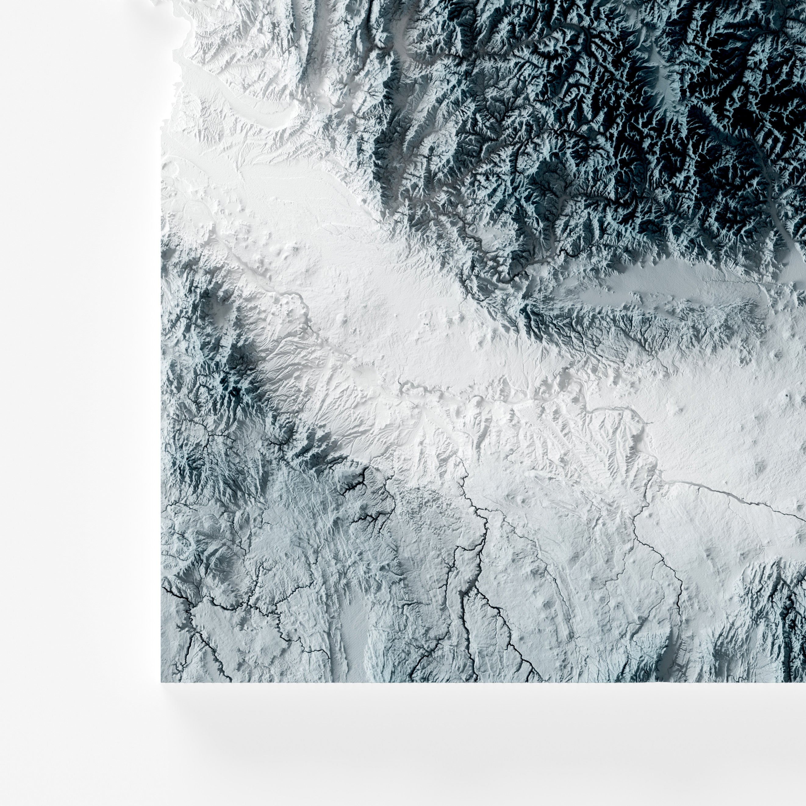 Close-up of minimalist topographic map poster of the US State of Idaho