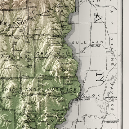 Illinois Vintage Map Print – 1926 Relief Edition