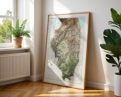 Illinois Vintage Map Print – 1926 Relief Edition