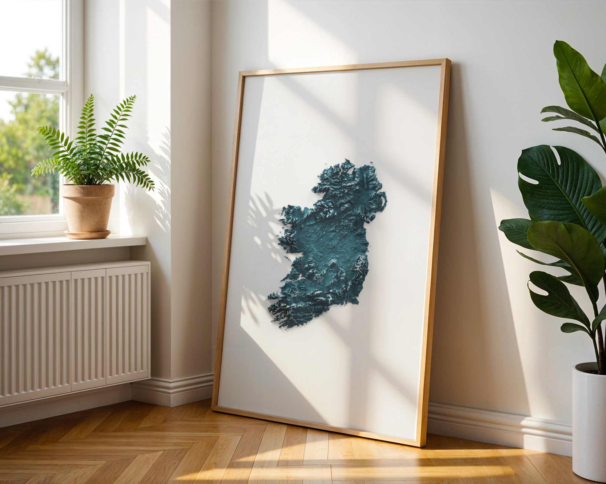 Ireland Map Print – Minimalist Elevation Design (Blue Style)