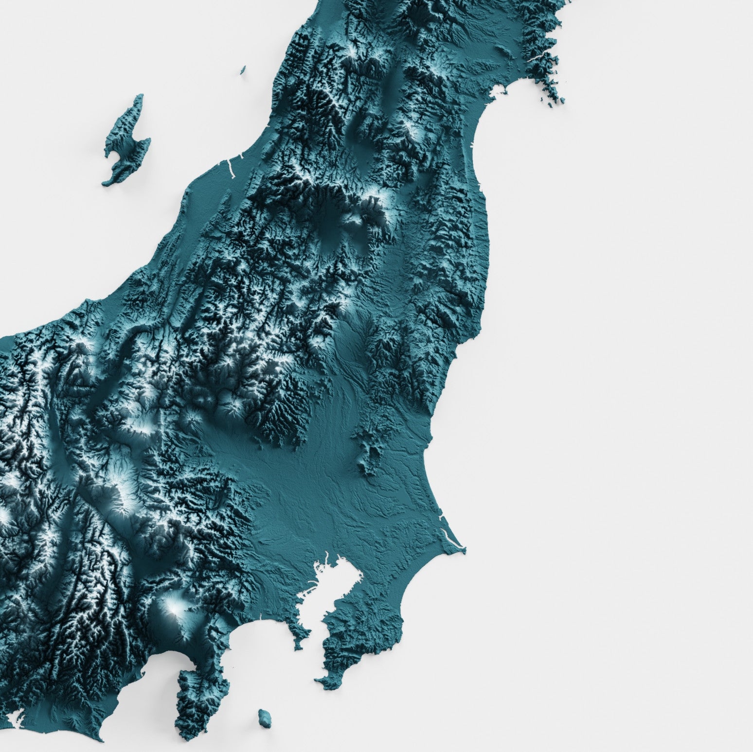 Japan Map Print – Minimalist Elevation Design (Blue Style)