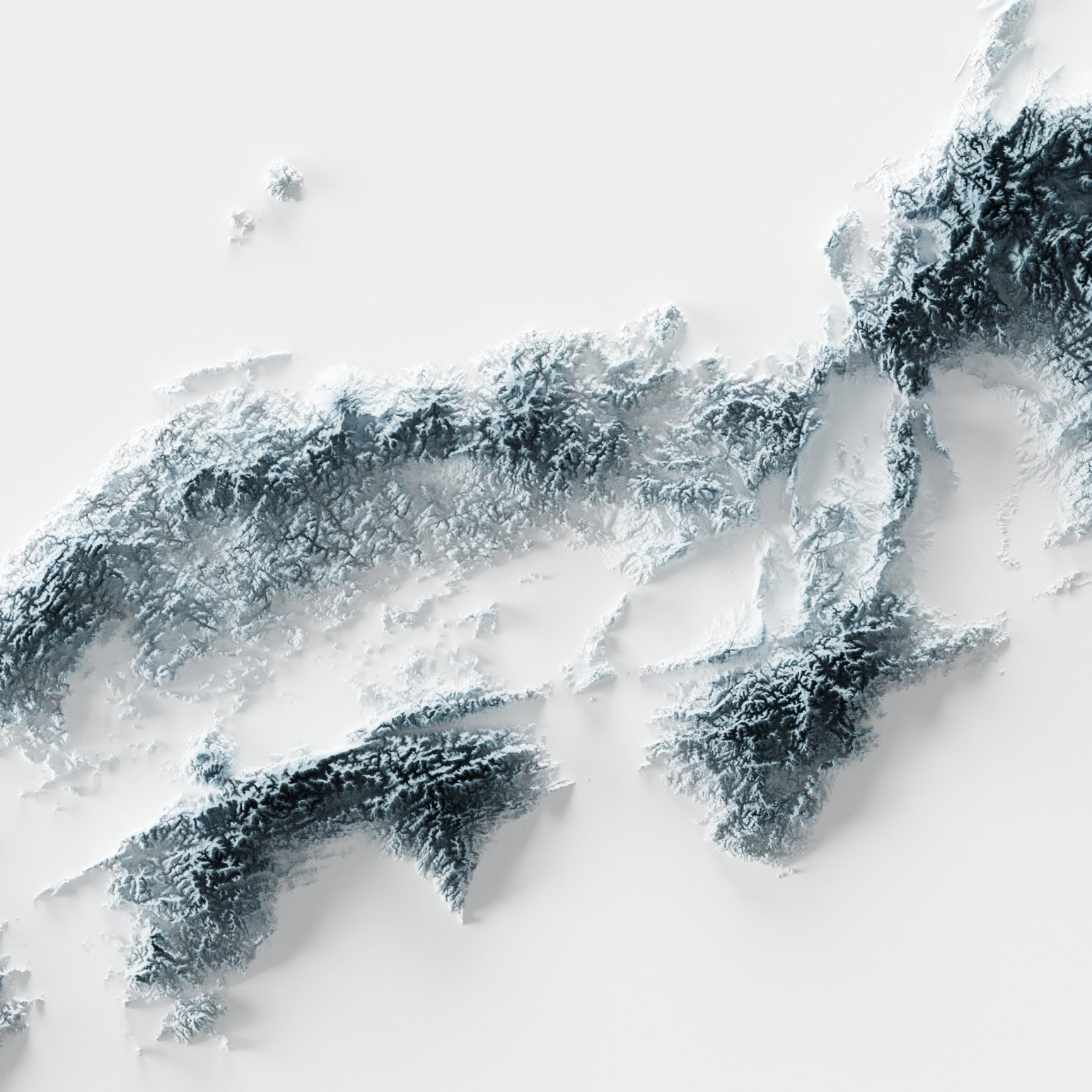 Japan Map Print – Minimalist Elevation Design (White Style)