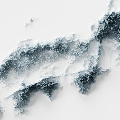 Japan Map Print – Minimalist Elevation Design (White Style)