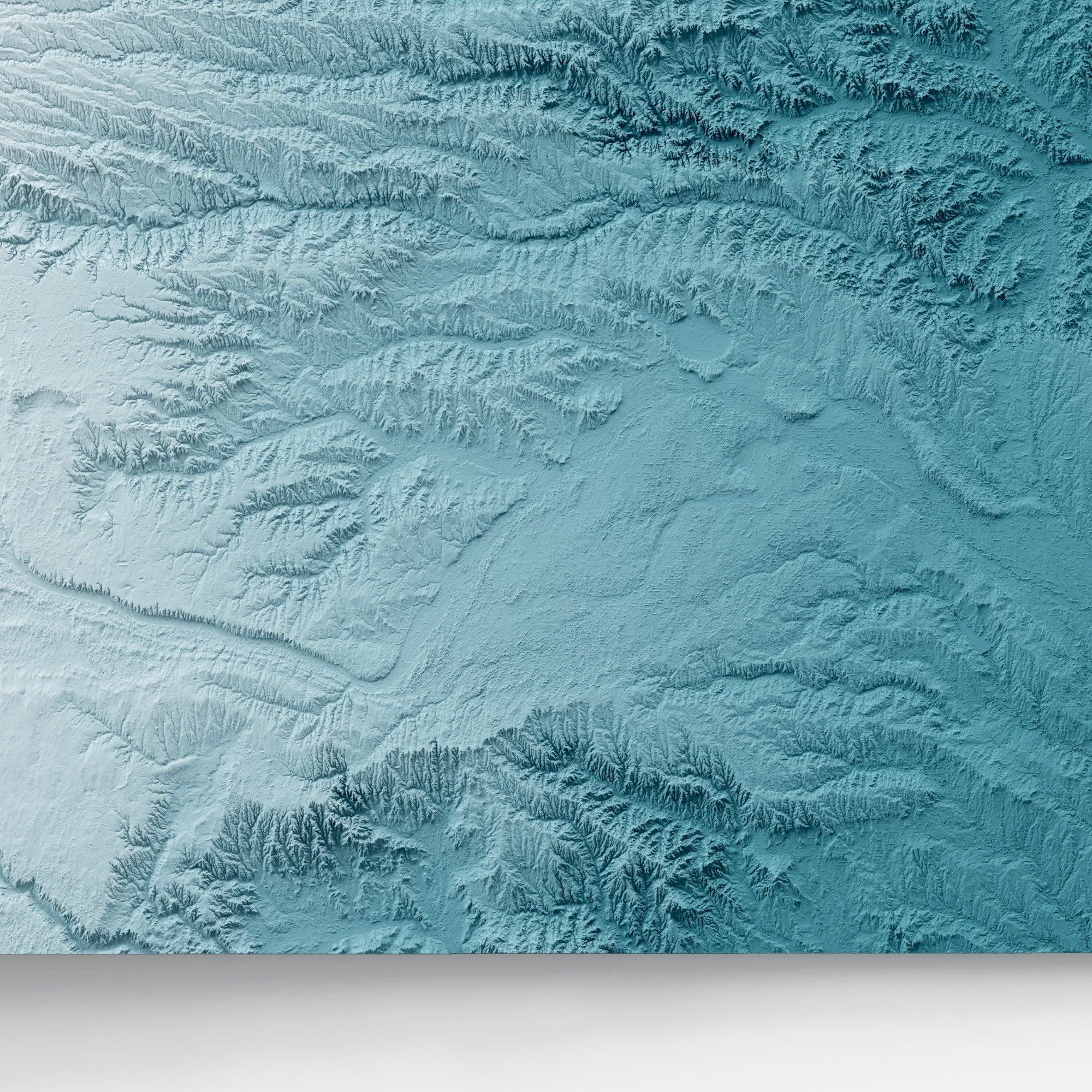 Close-up of minimalist topographic map poster of the US State of Kansas