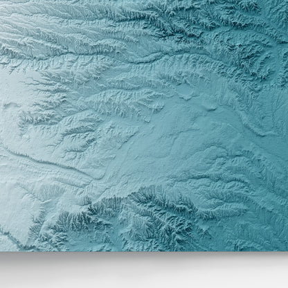 Close-up of minimalist topographic map poster of the US State of Kansas