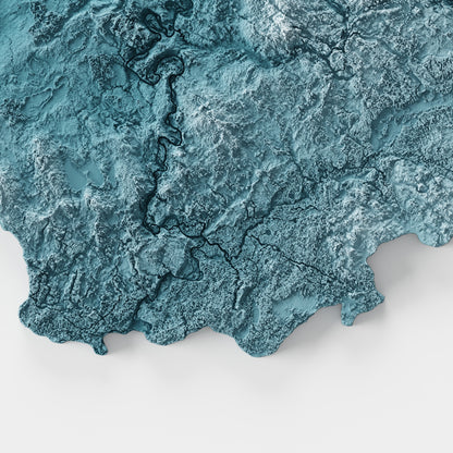 Lithuania Map Print – Minimalist Elevation Design (Blue Style)