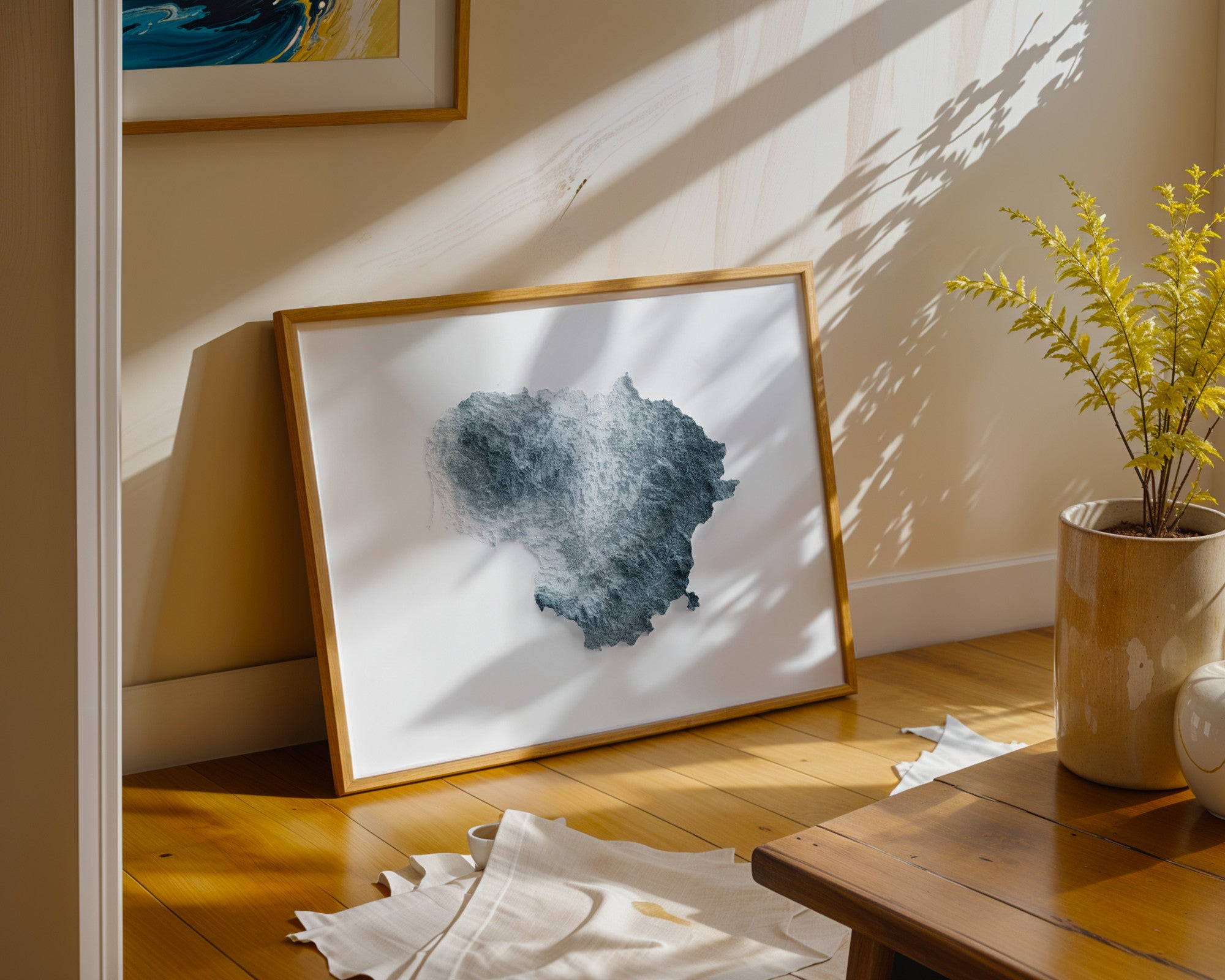 Lithuania Map Print – Minimalist Elevation Design (White Style)