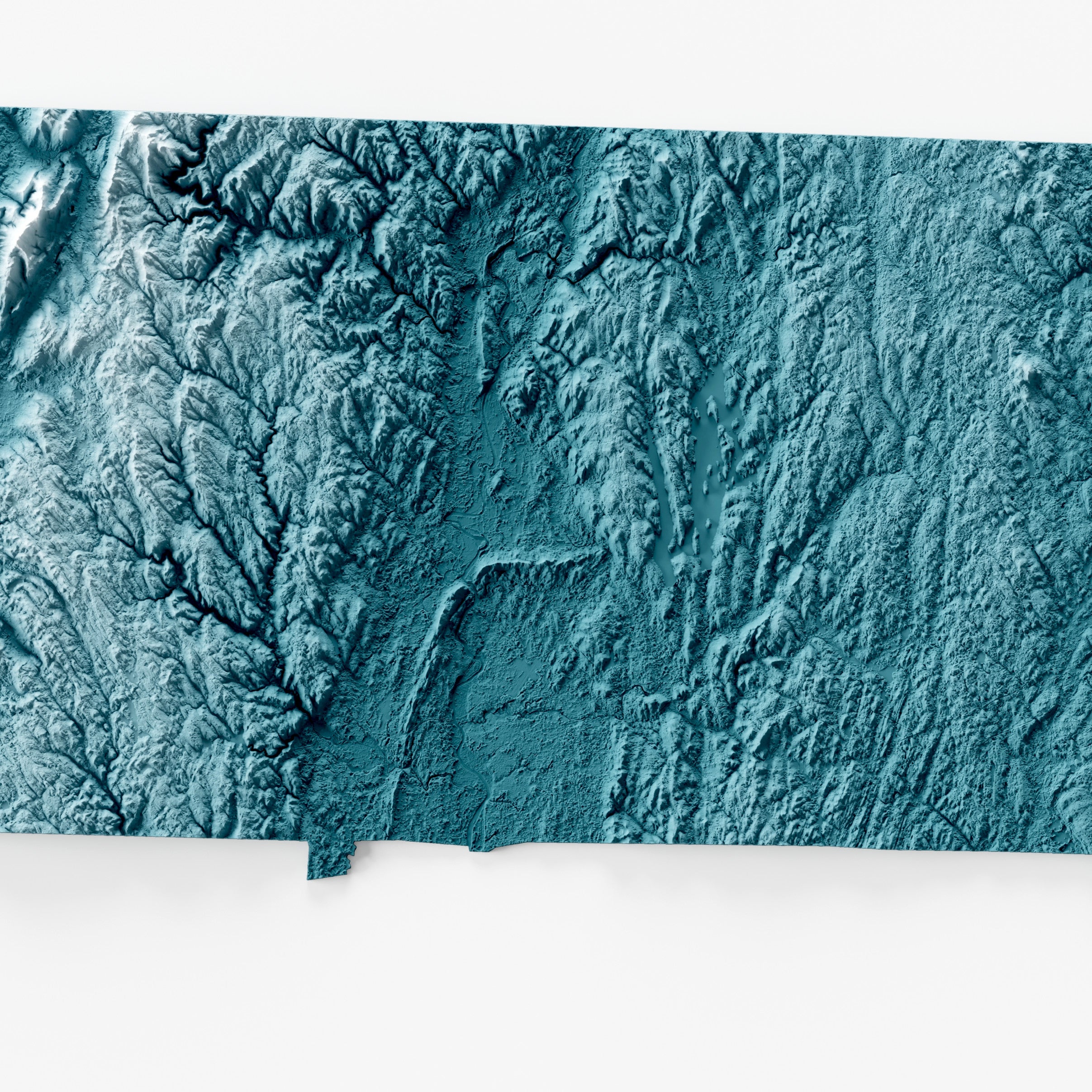 Close-up of minimalist topographic map poster of the US State of Massachusetts