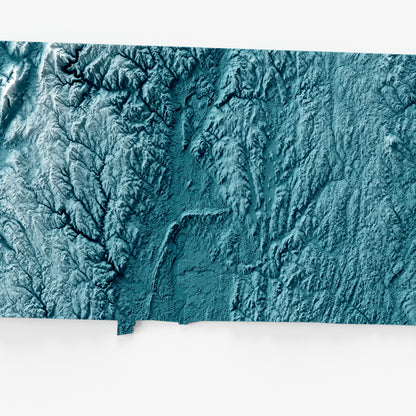 Close-up of minimalist topographic map poster of the US State of Massachusetts