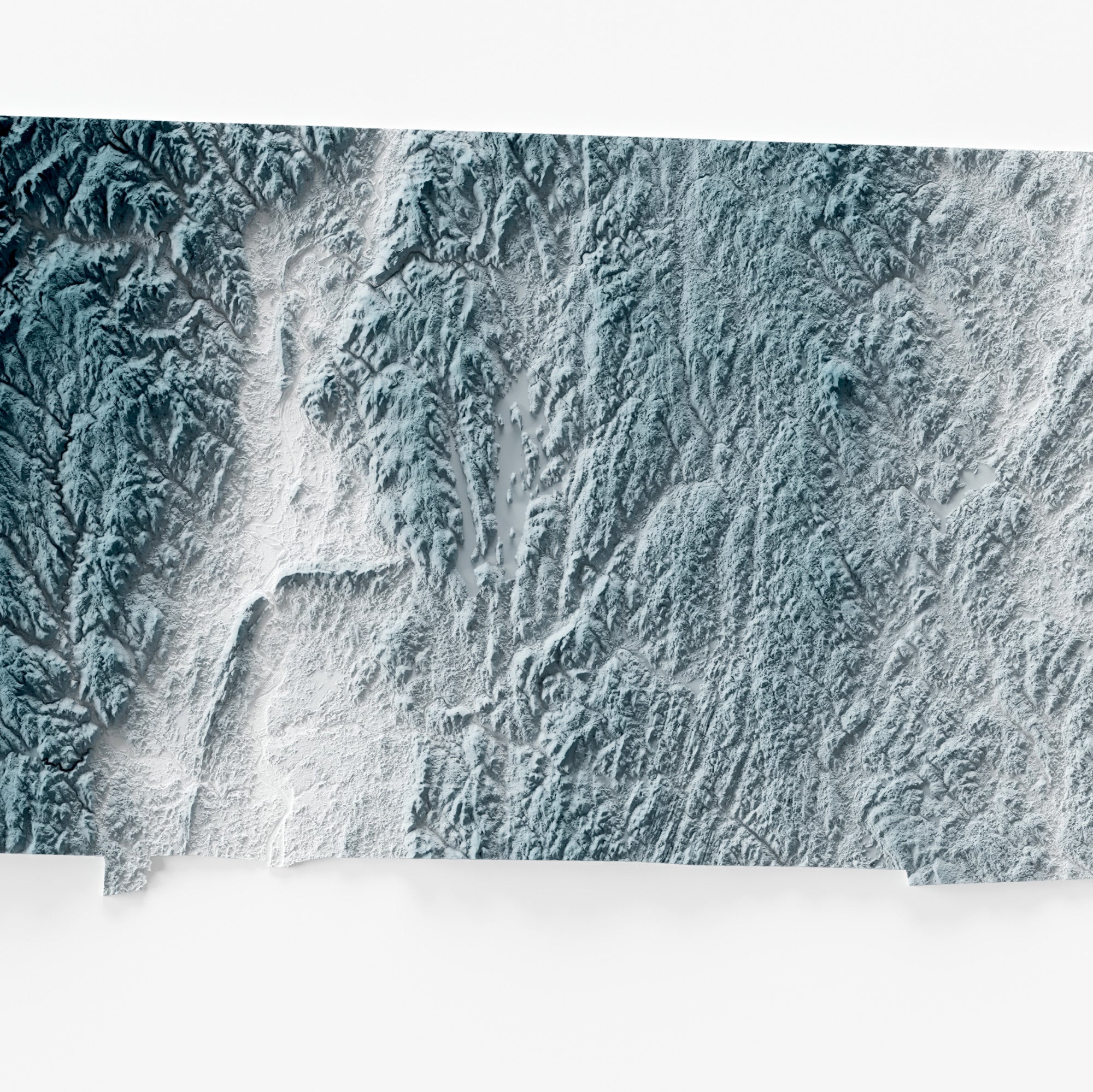Close-up of minimalist topographic map poster of the US State of Massachusetts