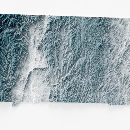 Close-up of minimalist topographic map poster of the US State of Massachusetts
