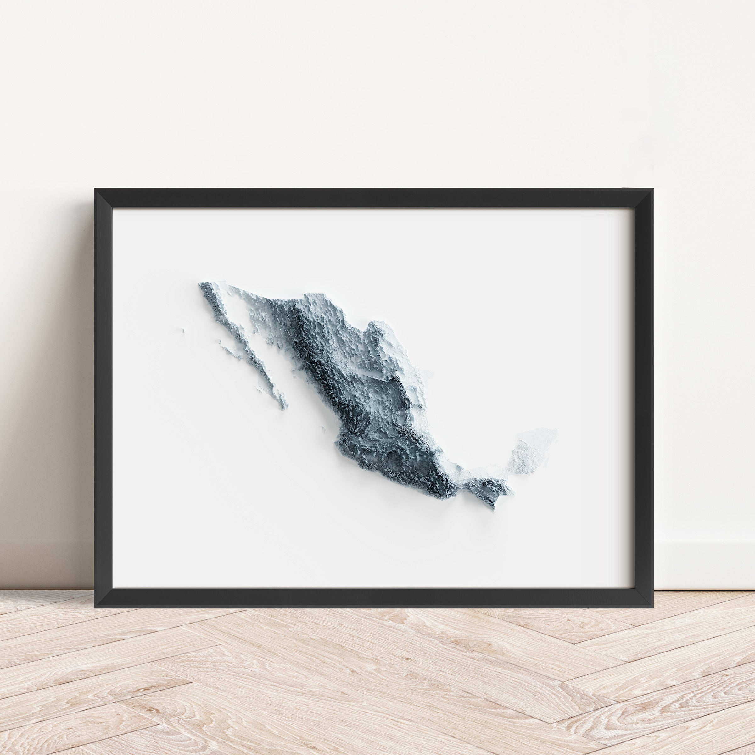 Mexico Map Print – Minimalist Elevation Design (White Style)