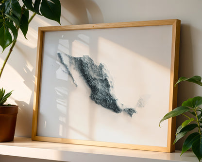 Mexico Map Print – Minimalist Elevation Design (White Style)