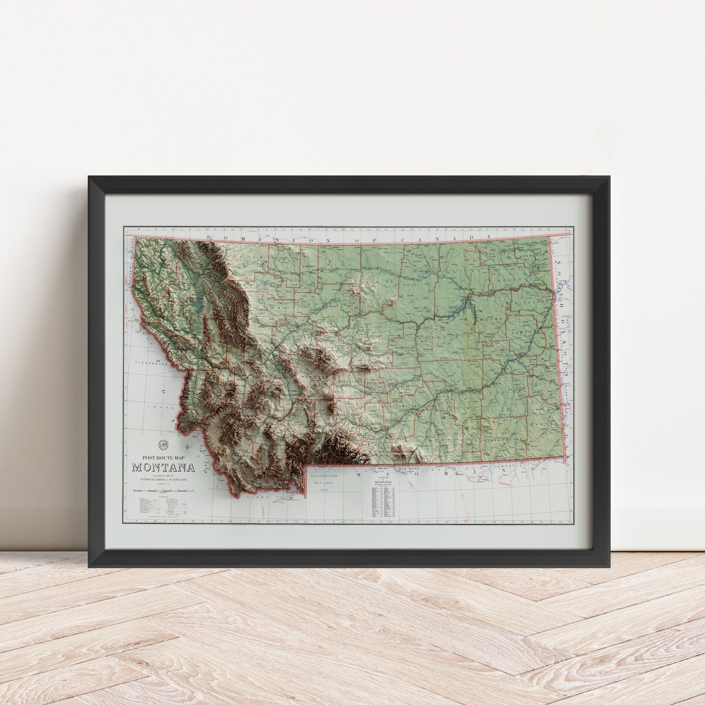 Montana Vintage Map Print – 1951 Relief Edition