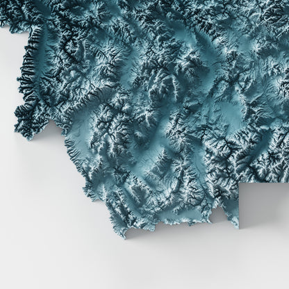 Close-up of minimalist topographic map poster of the US State of Montana