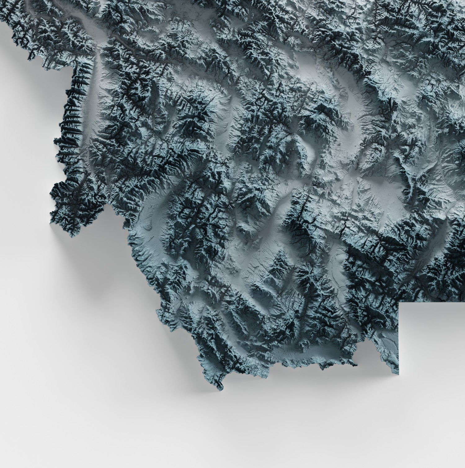 Close-up of minimalist topographic map poster of the US State of Montana