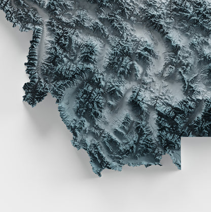 Close-up of minimalist topographic map poster of the US State of Montana