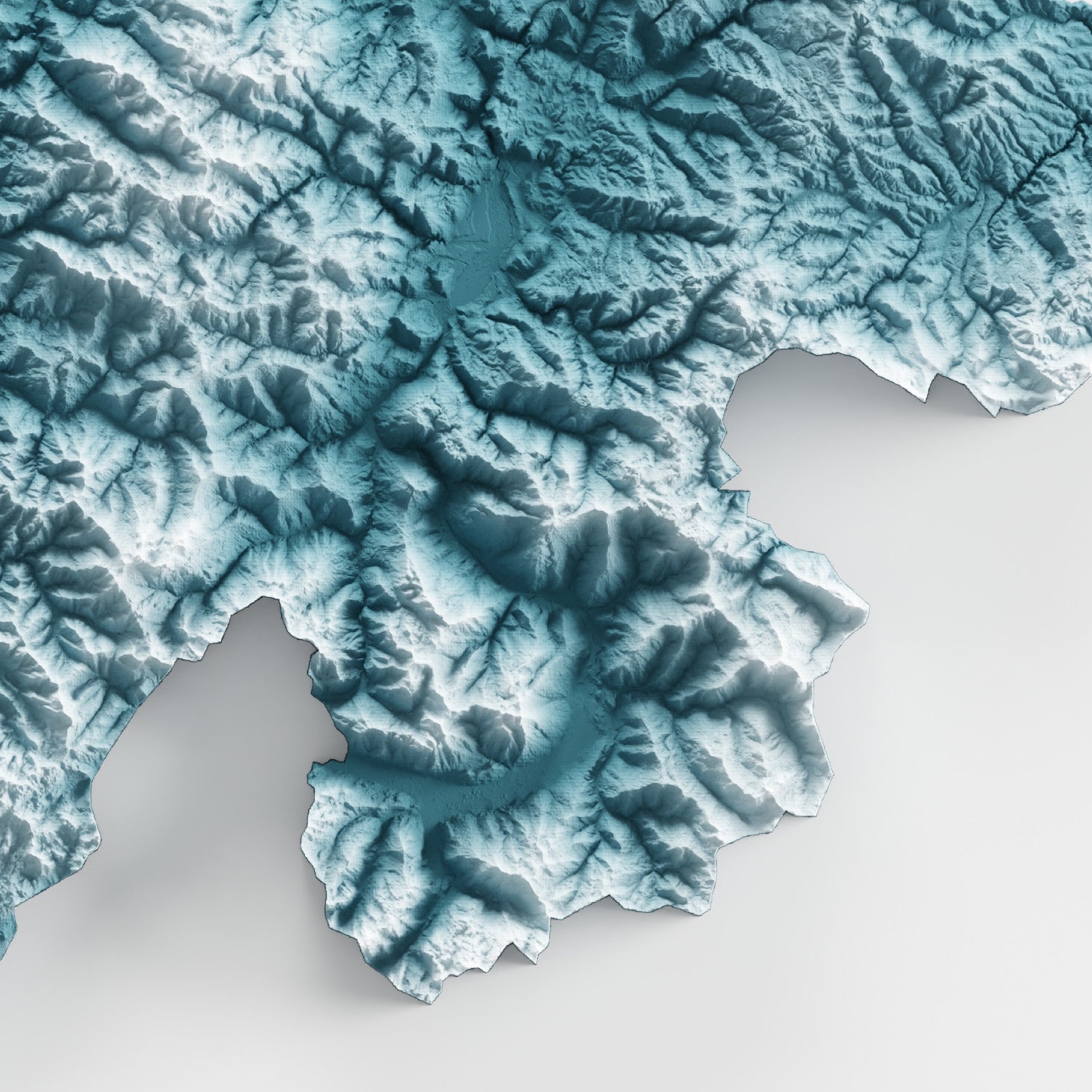 Montenegro Map Print – Minimalist Elevation Design (Blue Style)