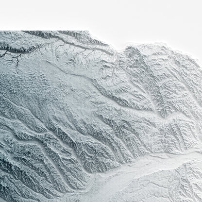 Close-up of minimalist topographic map poster of the US State of Nebraska