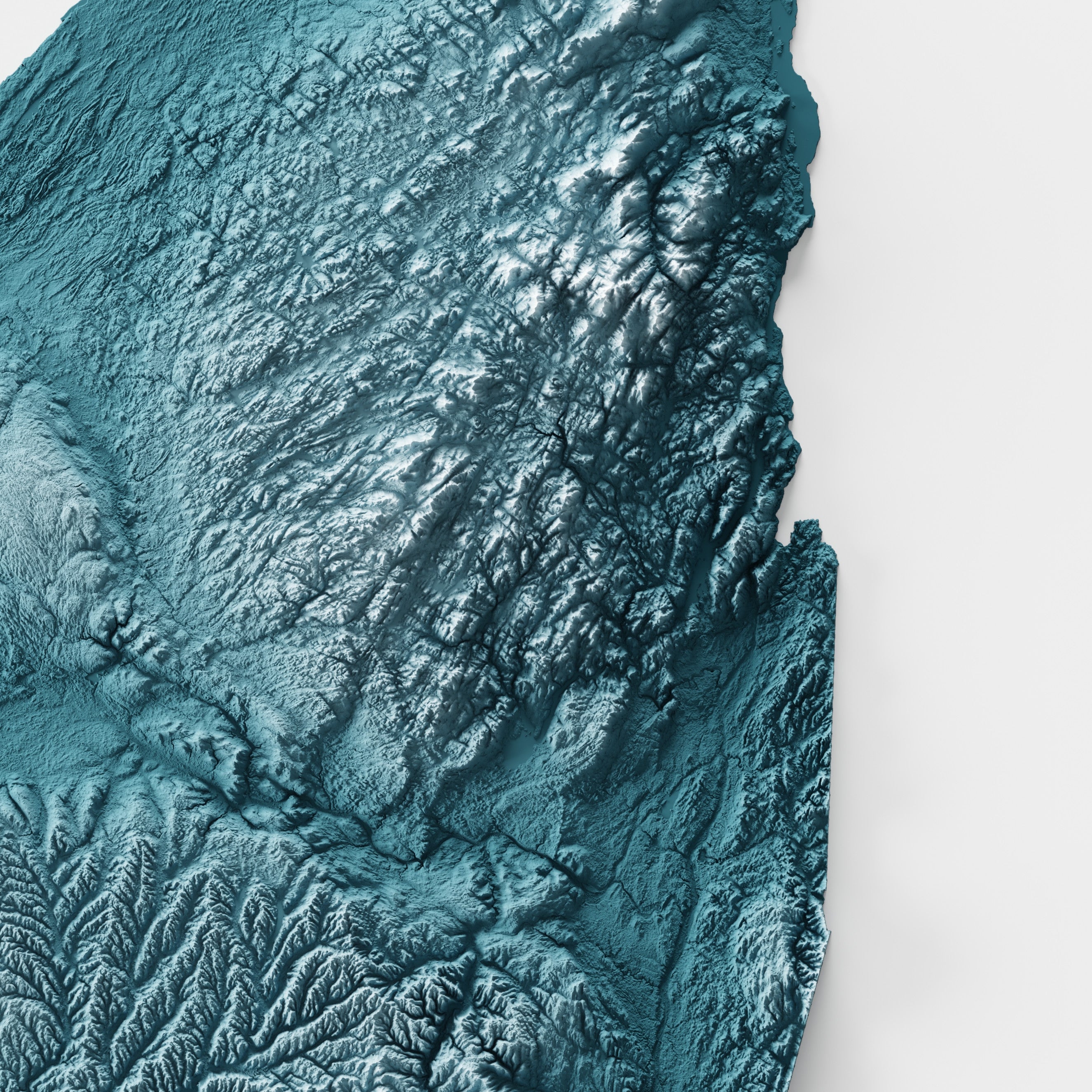 Close-up of minimalist topographic map poster of the US State of New York