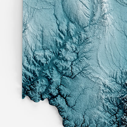 Close-up of minimalist topographic map poster of the US State of Ohio