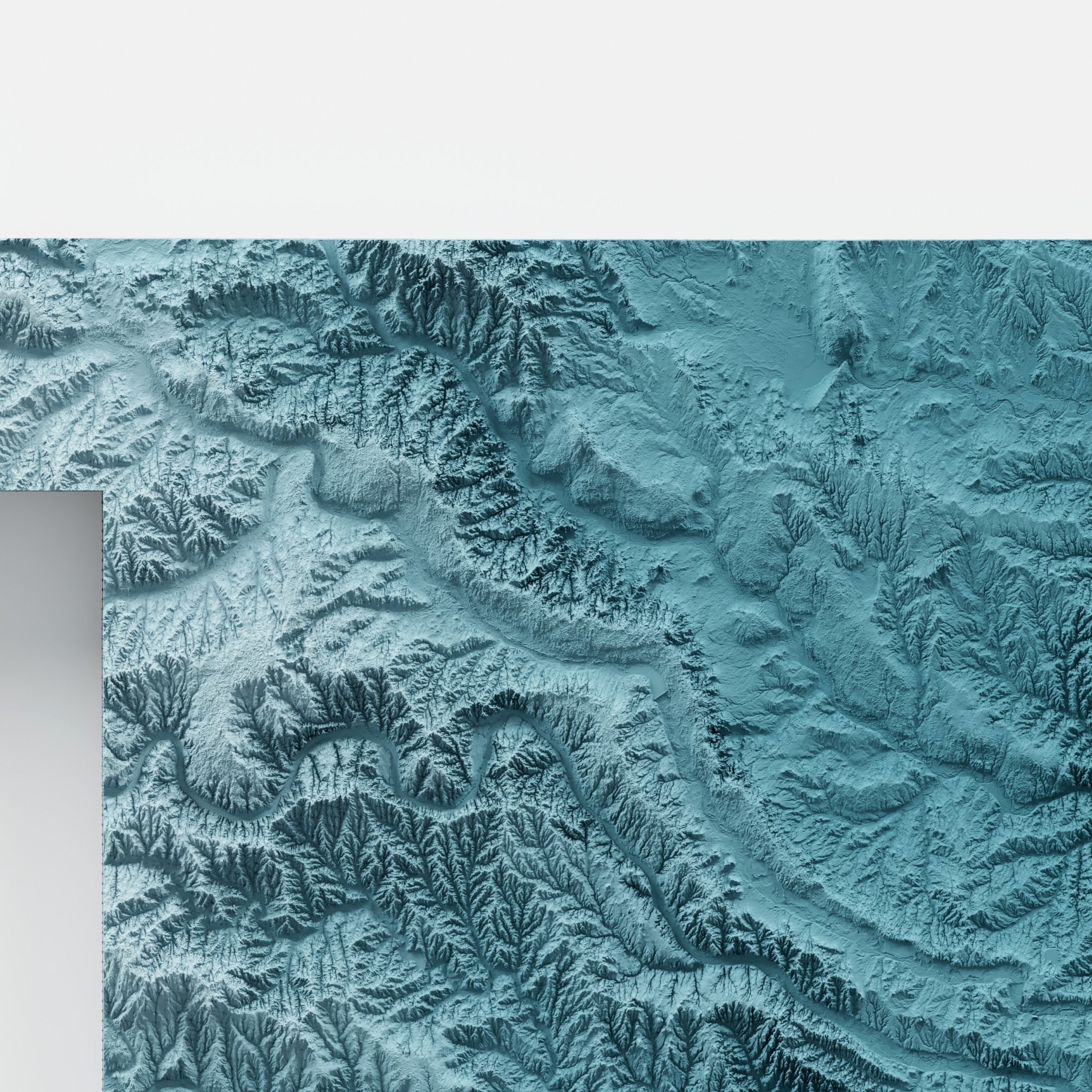 Close-up of minimalist topographic map poster of the US State of Oklahoma