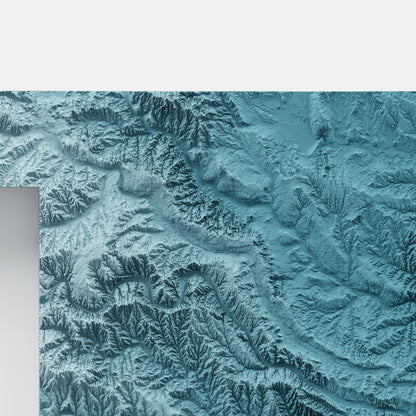 Close-up of minimalist topographic map poster of the US State of Oklahoma