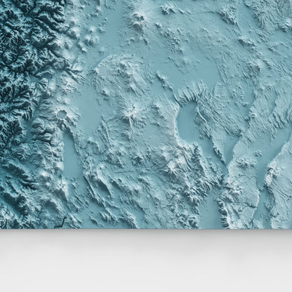 Close-up of minimalist topographic map poster of the US State of Oregon