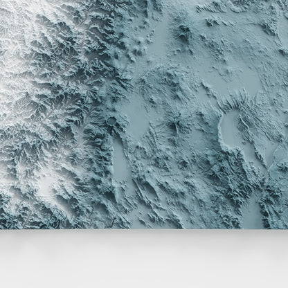 Close-up of minimalist topographic map poster of the US State of Oregon