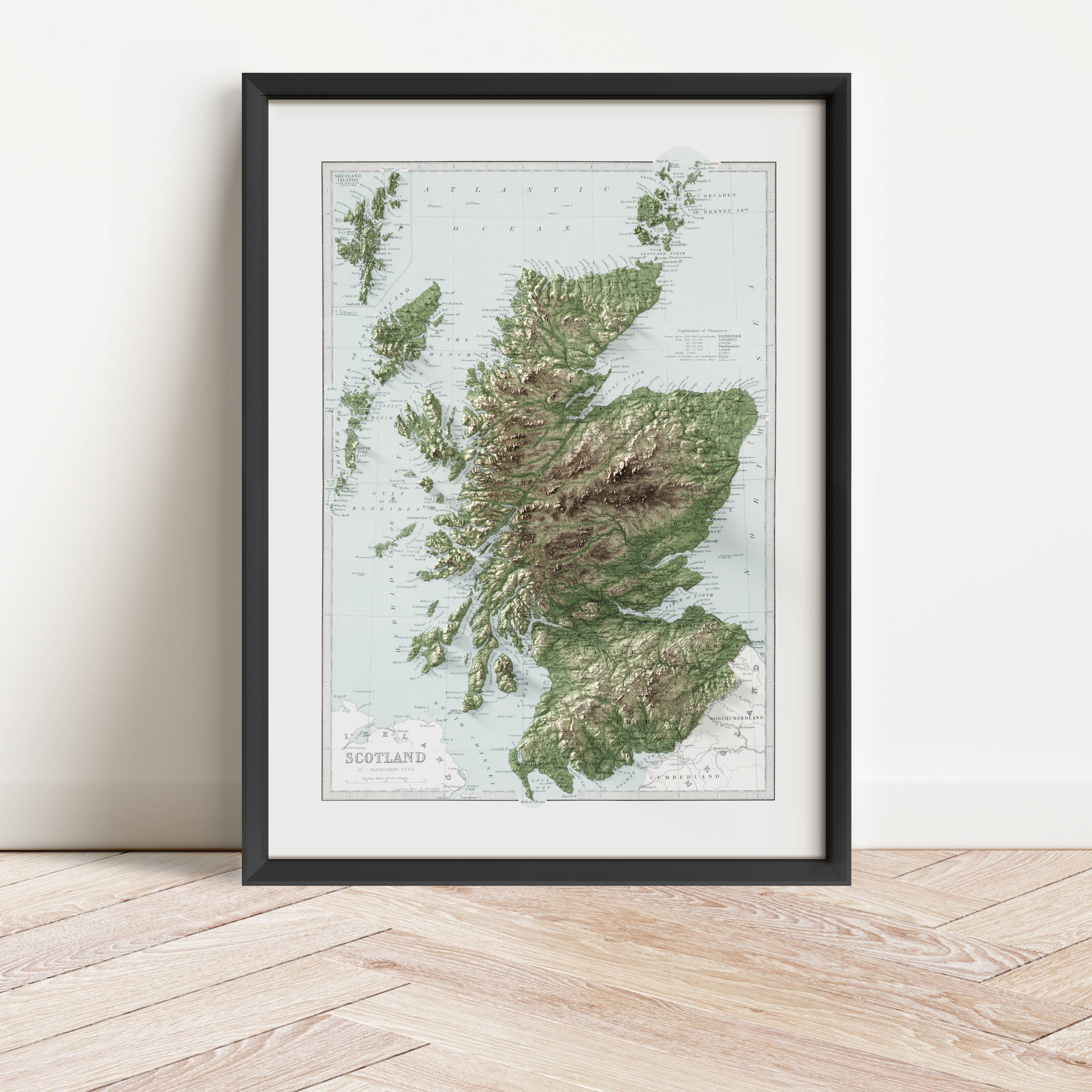 Scotland Vintage Map Print – 1871 Relief Edition