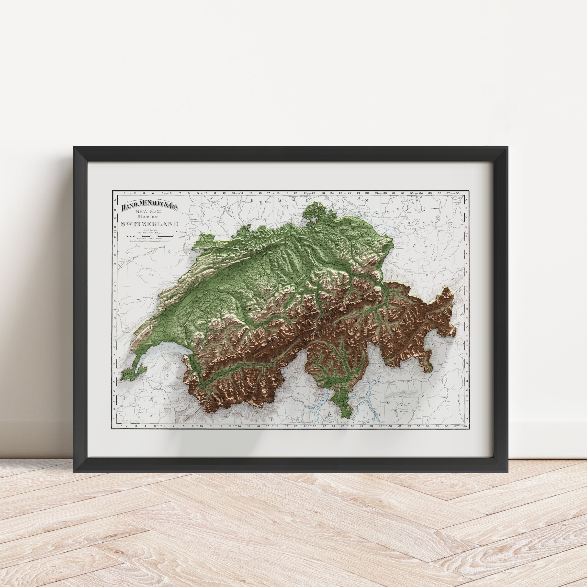 Switzerland Vintage Map Print – 1897 Relief Edition