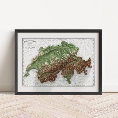 Switzerland Vintage Map Print – 1897 Relief Edition