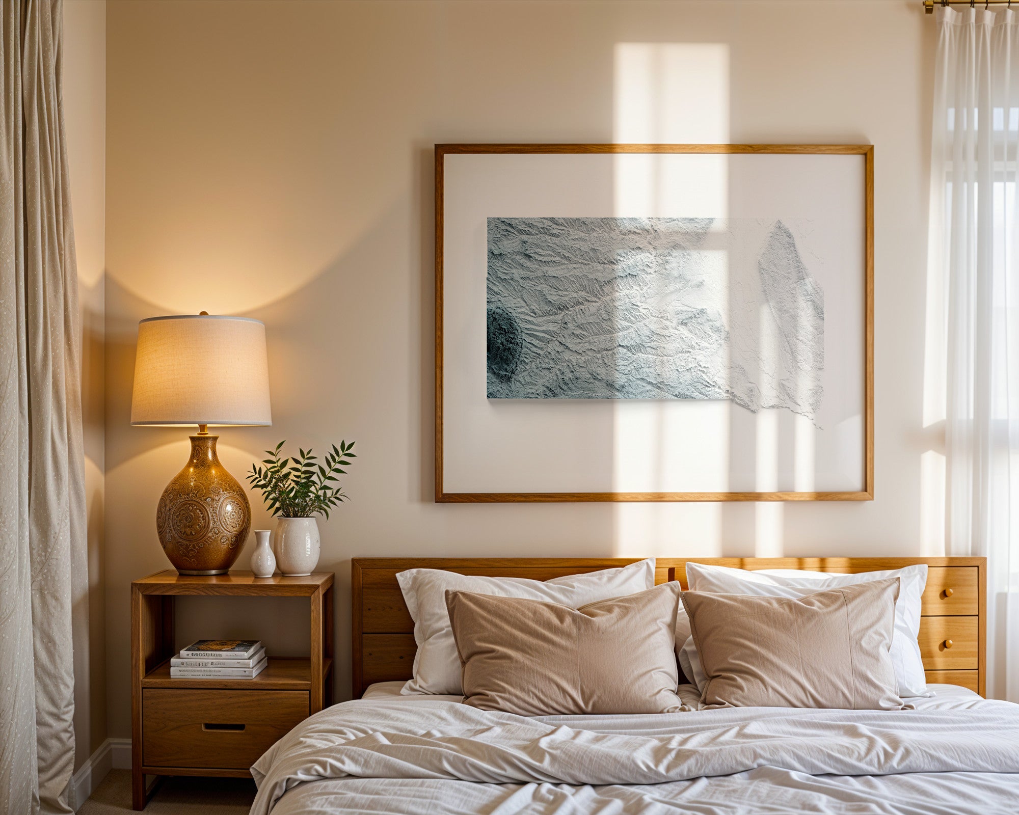South Dakota Map Print – Minimalist Elevation Design (White Style)