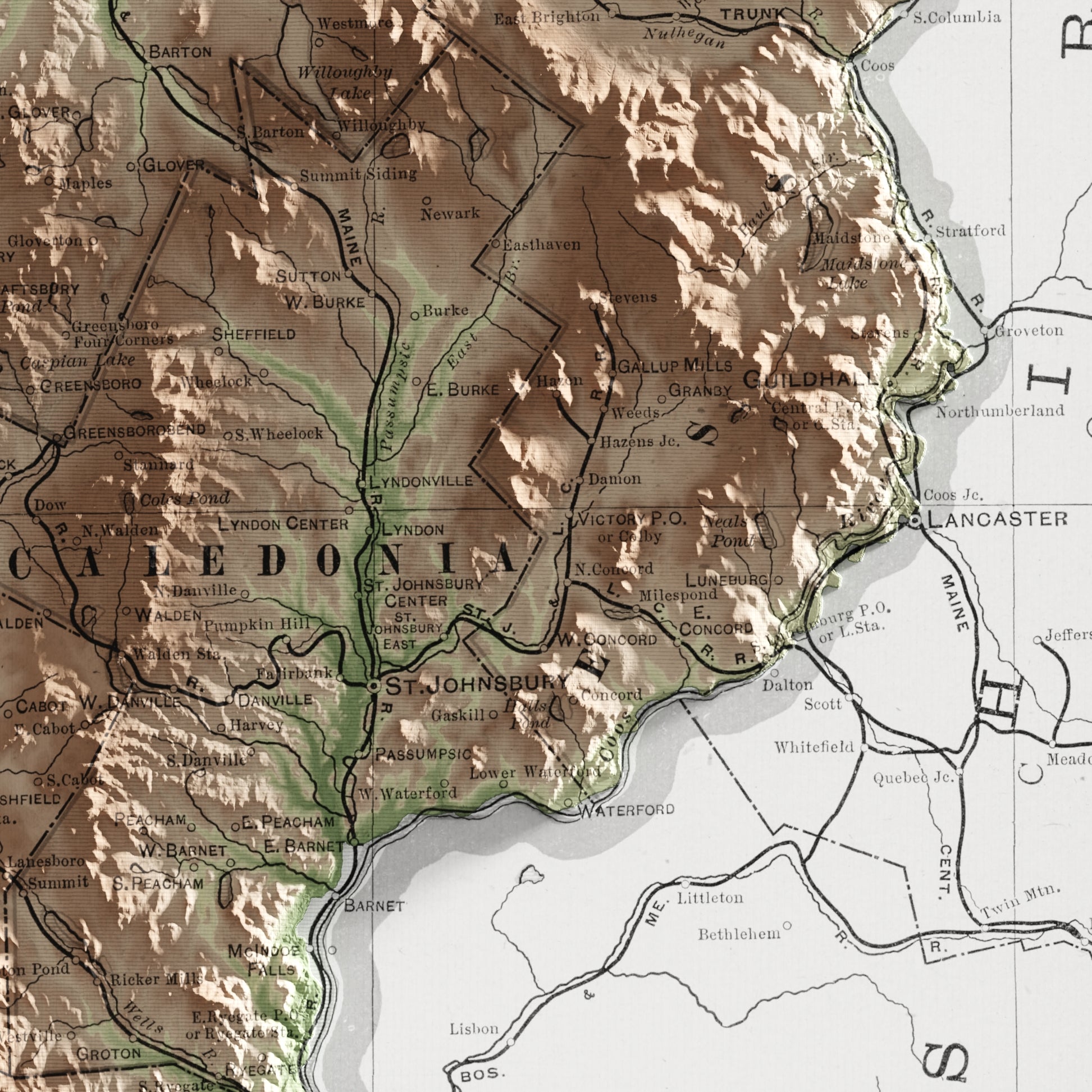 Vermont Vintage Map Print – 1901 Relief Edition
