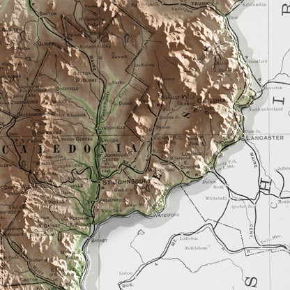 Vermont Vintage Map Print – 1901 Relief Edition