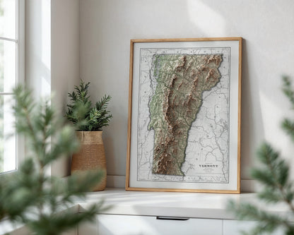 Vermont Vintage Map Print – 1901 Relief Edition