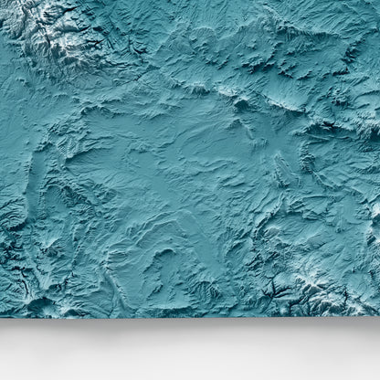 Close-up of minimalist topographic map poster of the US State of Wyoming