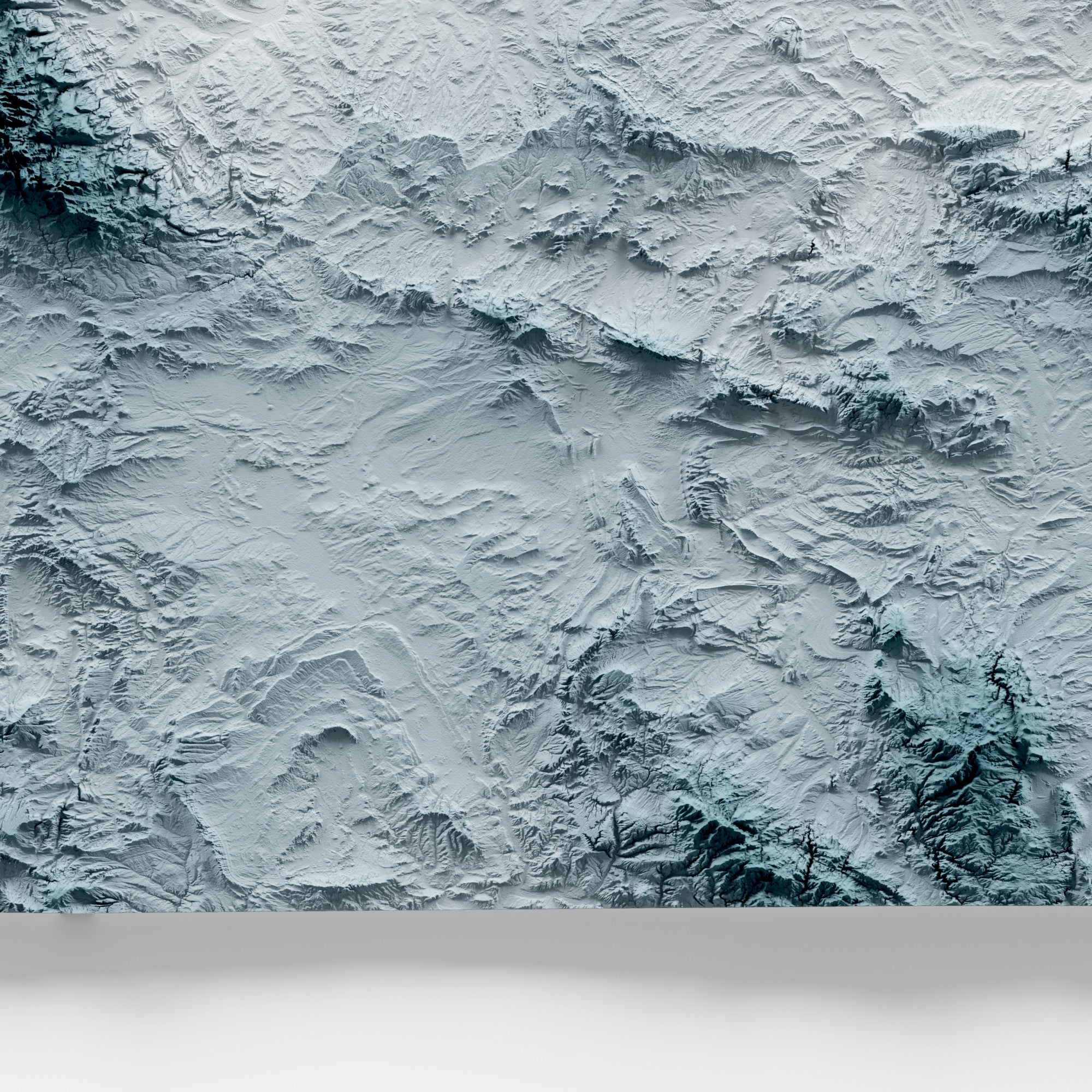 Close-up of minimalist topographic map poster of the US State of Wyoming