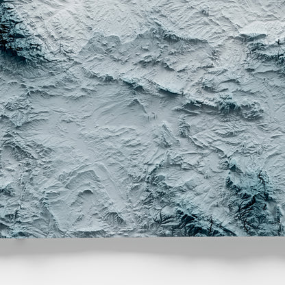 Close-up of minimalist topographic map poster of the US State of Wyoming